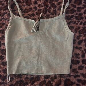 PacSun Green Sleeveless Tie Front Crop Camisole